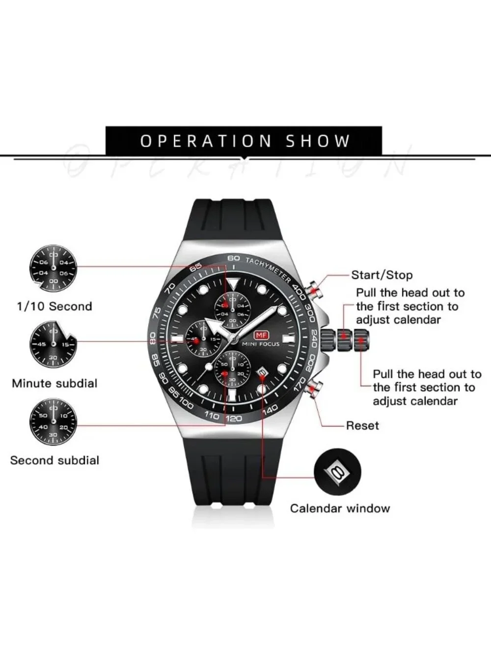 Men's Black And Silver Analog Quartz Waterproof Chronograph Stylish Casual Watch